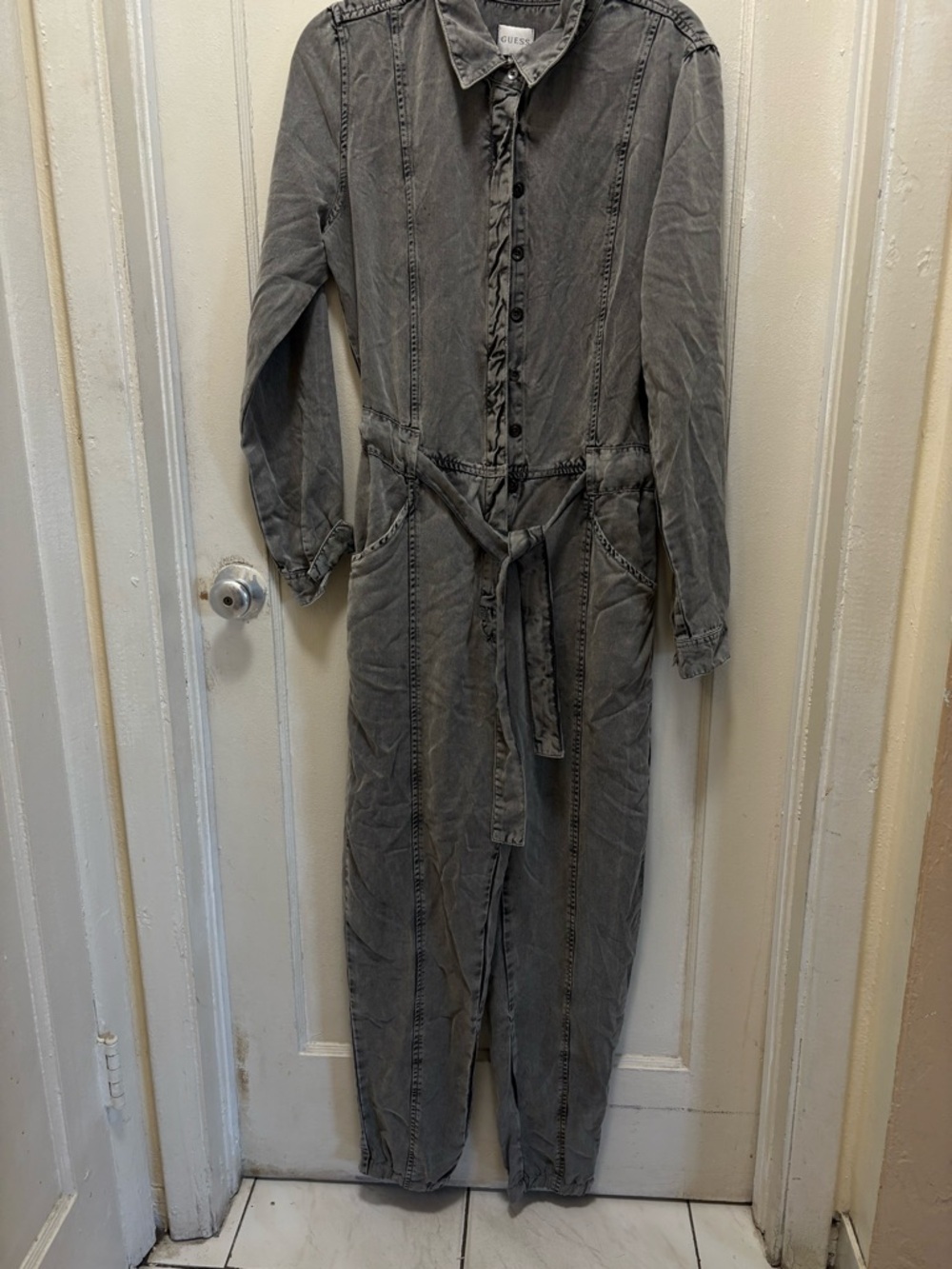 GUESS mechanic suit storm gray utility jumpsuit tyncel charcoal grey